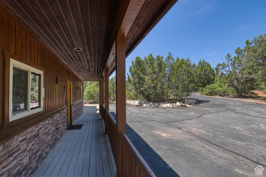 View of wooden deck