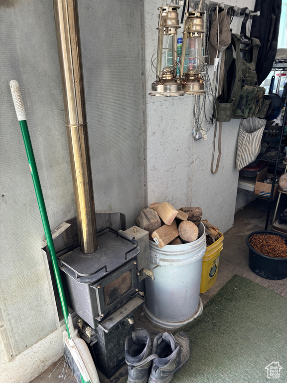 Detailed view of a wood stove