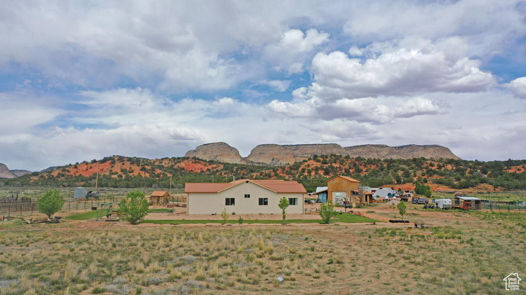 View of mountain background with rural landscape