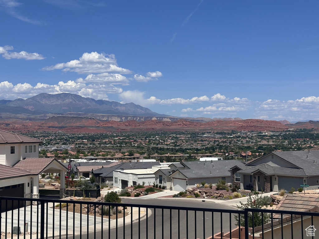 View of mountain background featuring nearby suburban area