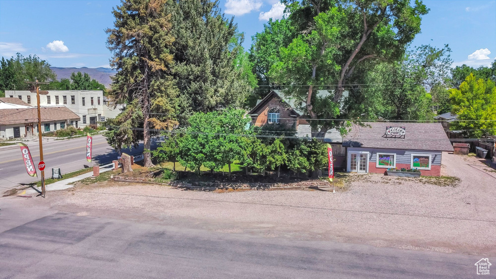 View of front of house featuring a mountain view