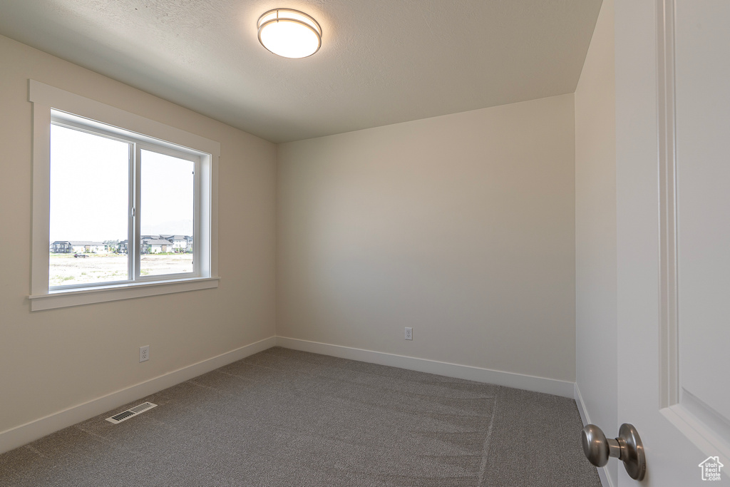 Carpeted spare room with baseboards