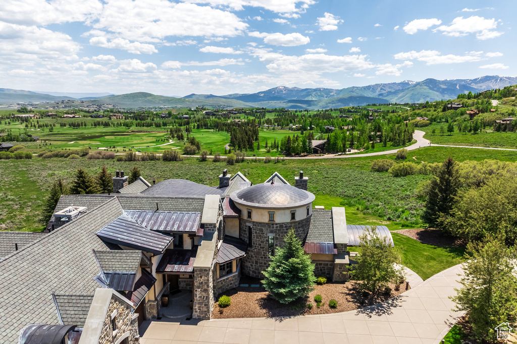 Bird's eye view of a mountain backdrop