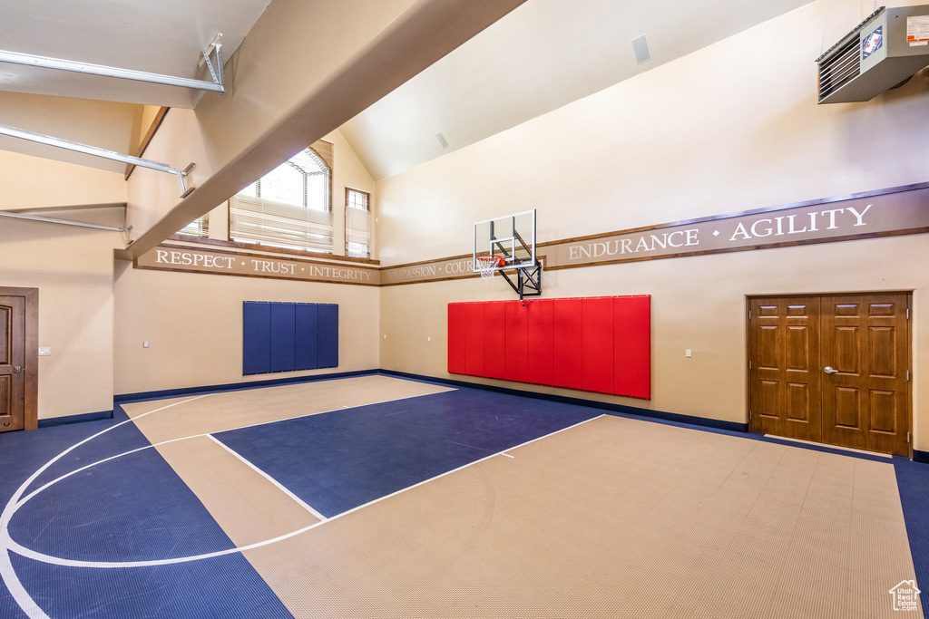 View of basketball court featuring community basketball court