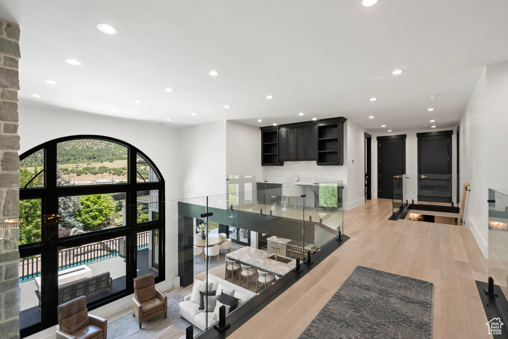 Entryway featuring recessed lighting and light wood finished floors