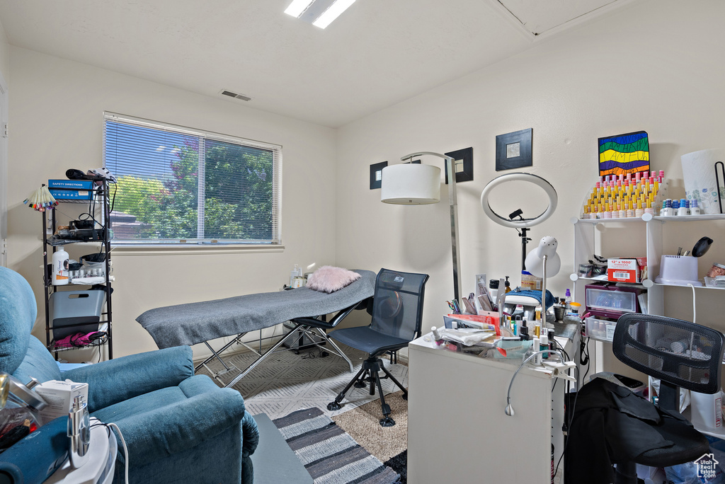 Office space featuring attic access