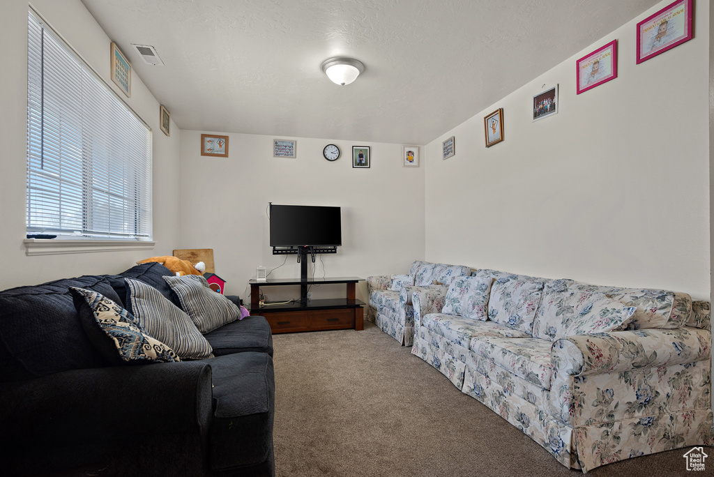 View of carpeted living area