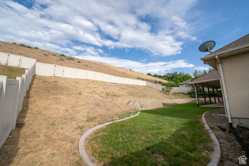 View of fenced backyard