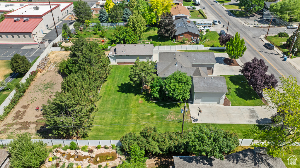 Aerial perspective of suburban area