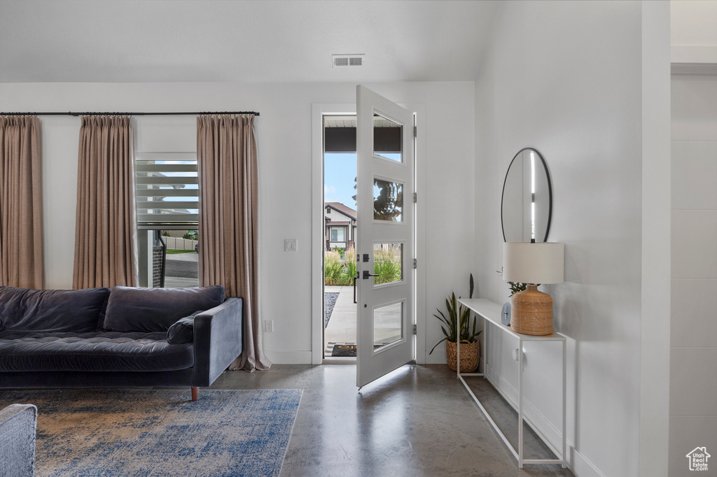 Entryway with concrete flooring