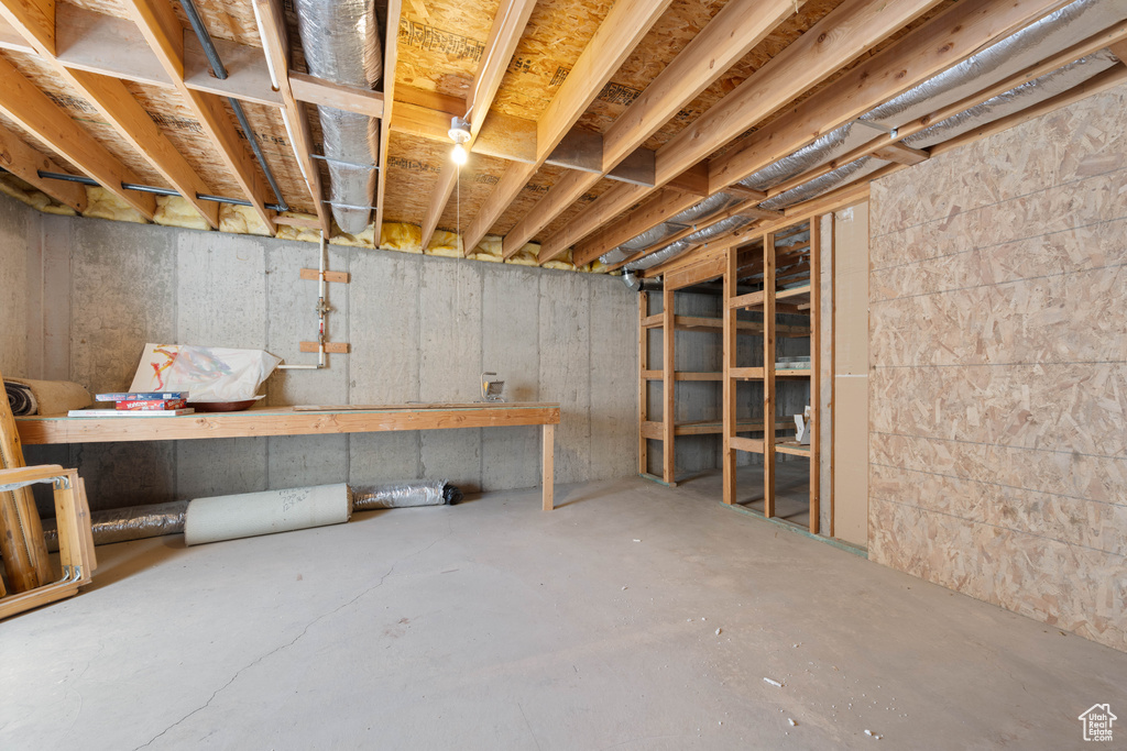 View of unfinished basement