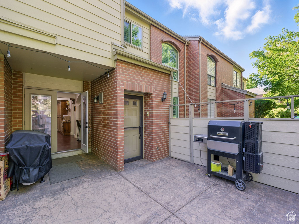 View of patio with grilling area