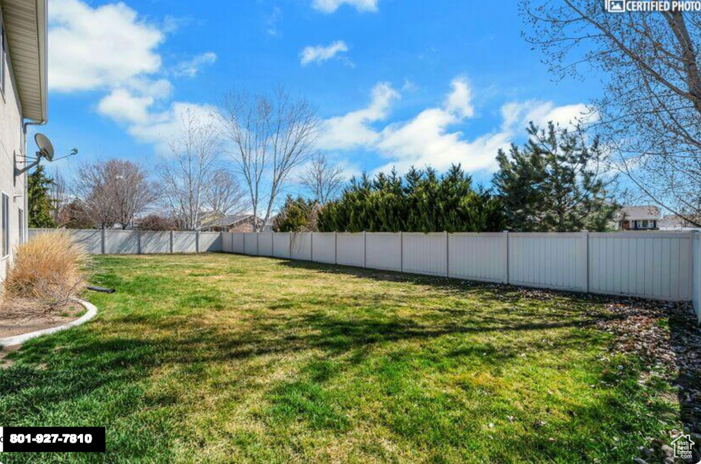 View of fenced backyard