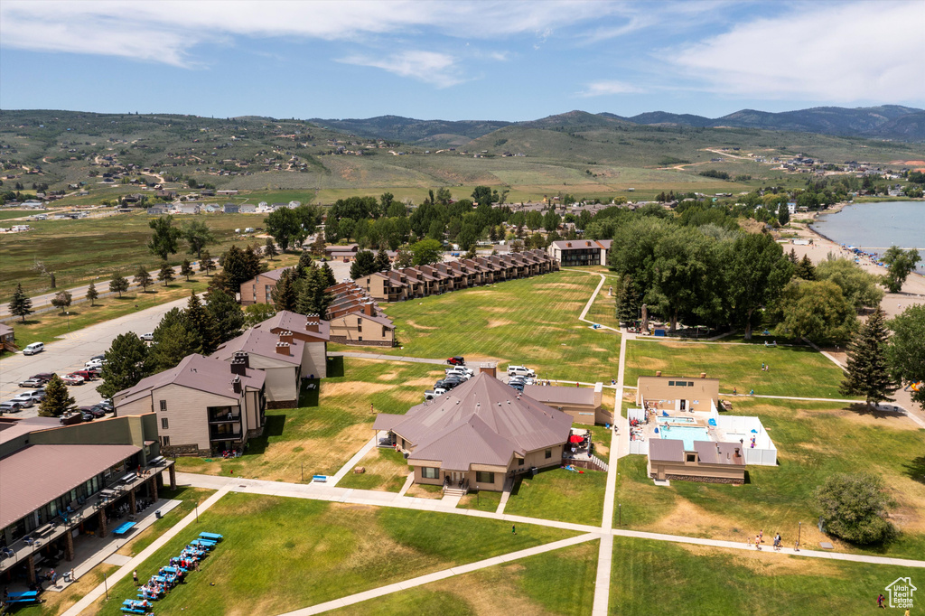 Aerial view of a mountainous background