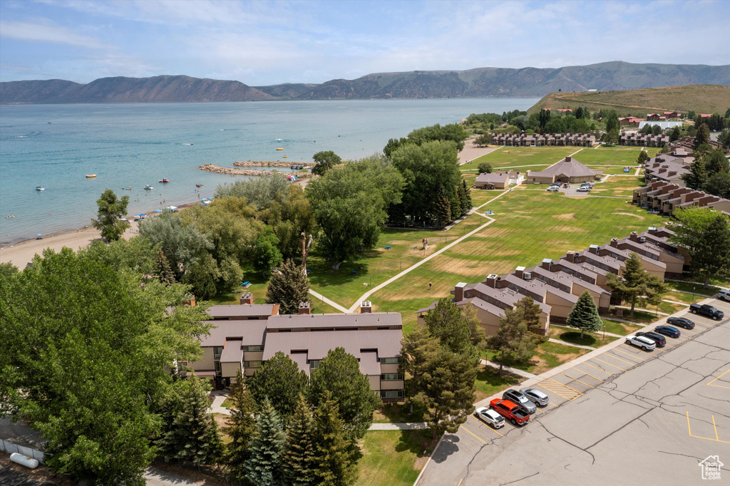 Drone / aerial view of a water and mountain view