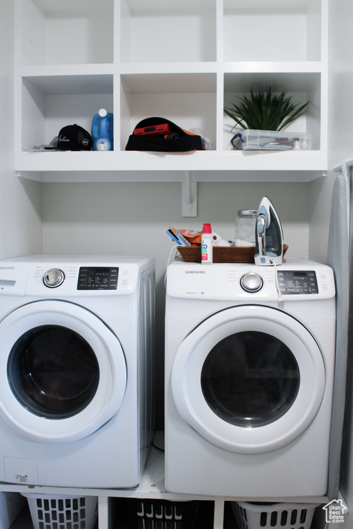 Laundry room with washer and dryer