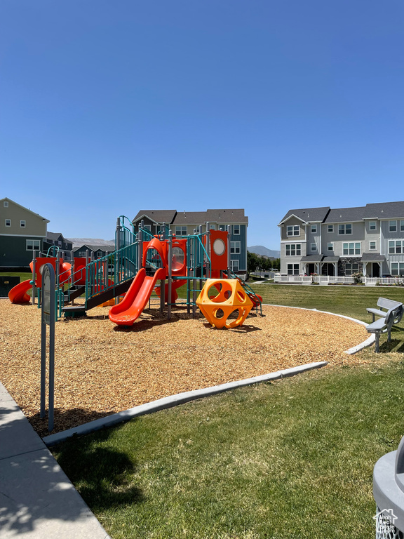 Communal playground with a lawn