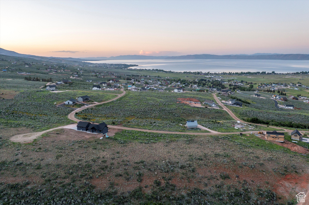 Aerial view at dusk of a mountain view