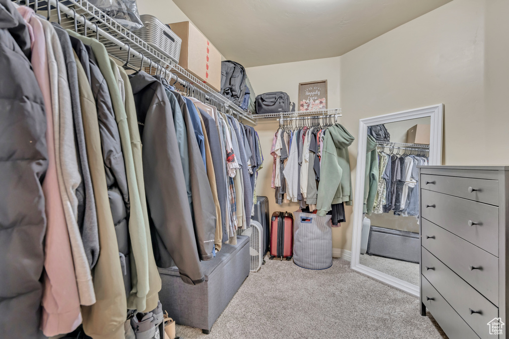 Spacious closet with carpet