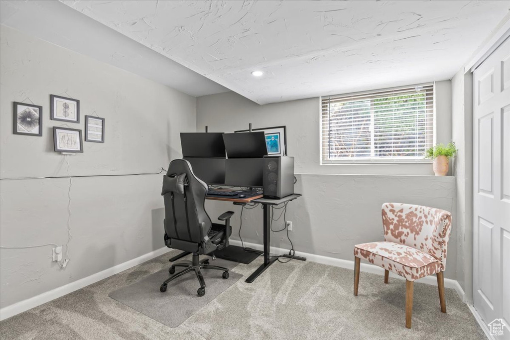 Office featuring carpet and baseboards