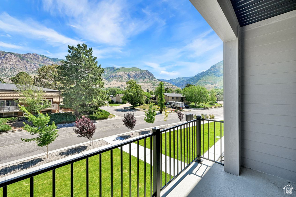 Balcony with a mountain view
