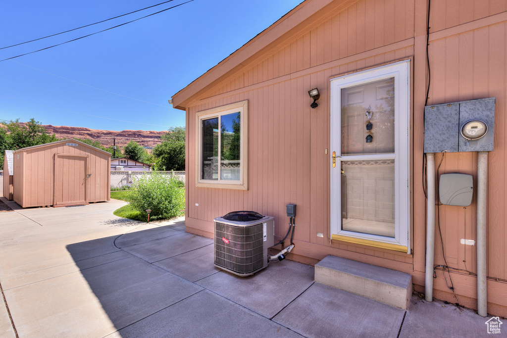 Property entrance featuring a patio