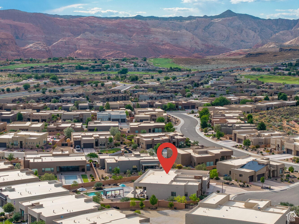 Bird's eye view of a mountain backdrop