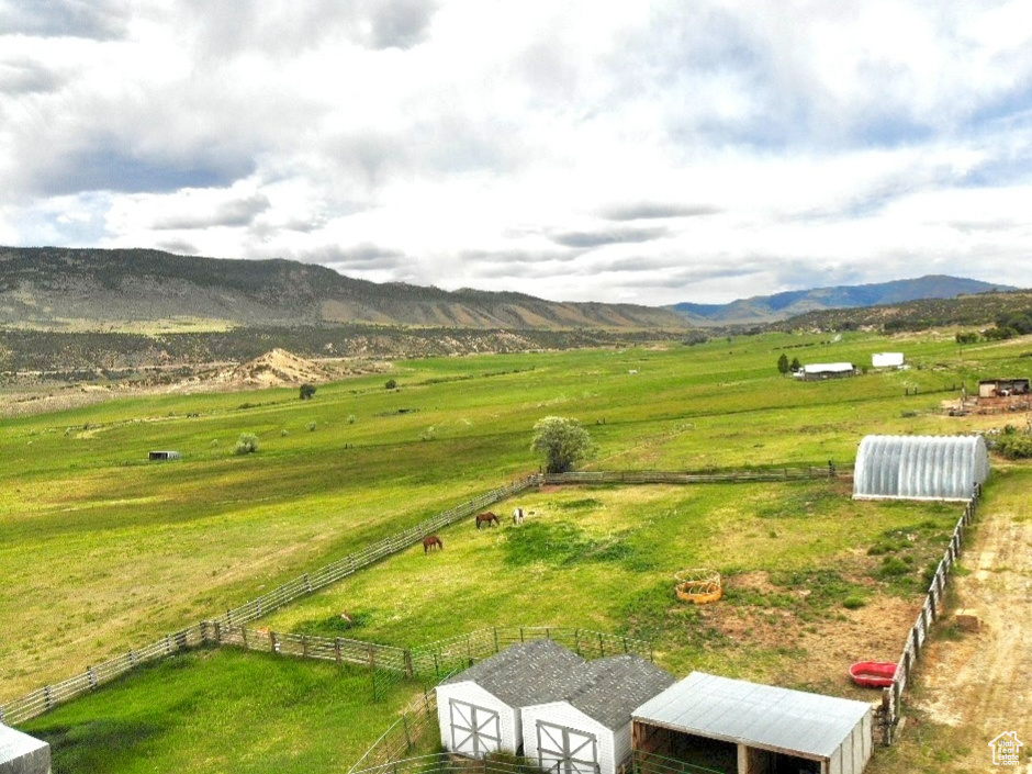 Mountain view with rural landscape and a pastoral area