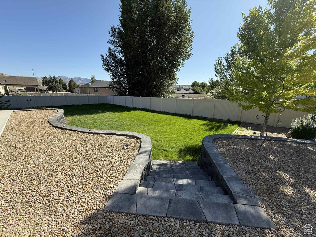 View of fenced backyard