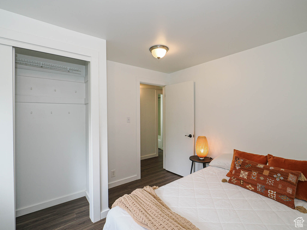 Bedroom with wood finished floors