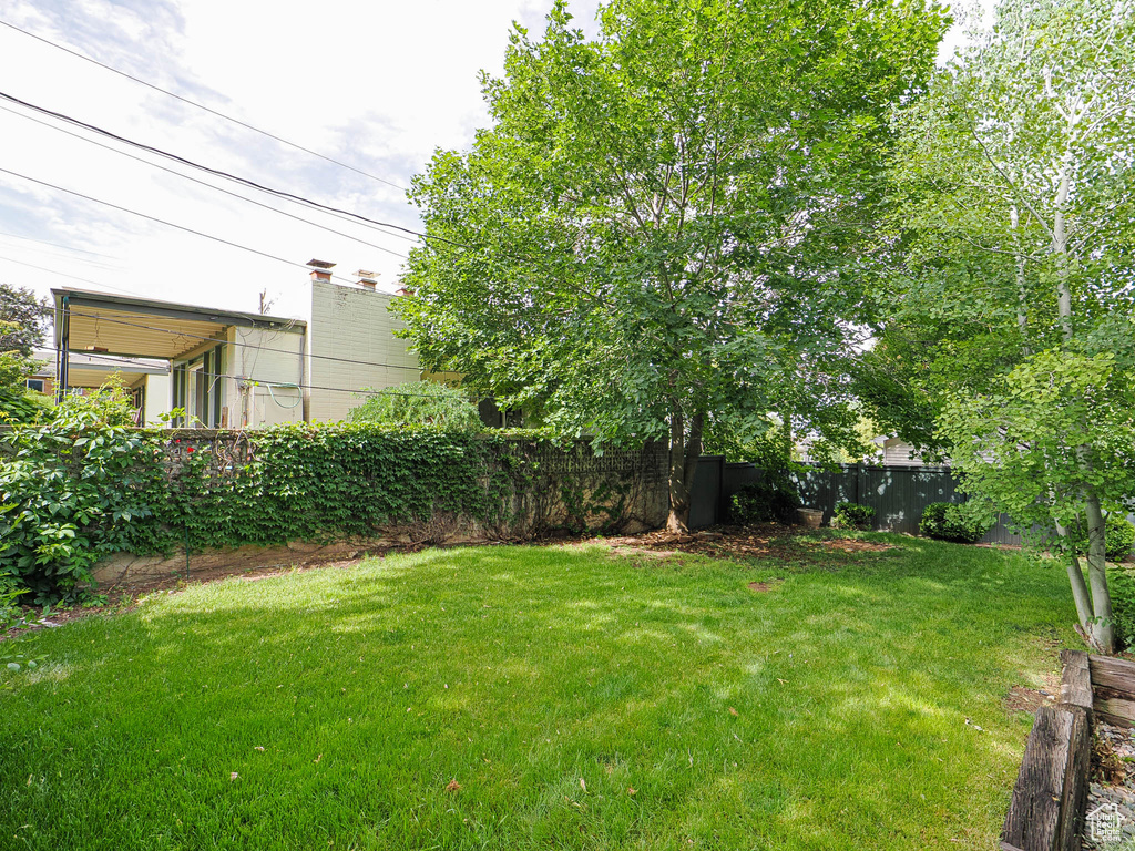 View of fenced backyard