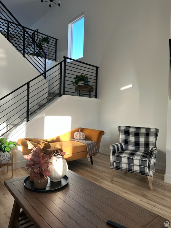 Sitting room featuring wood finished floors and baseboards