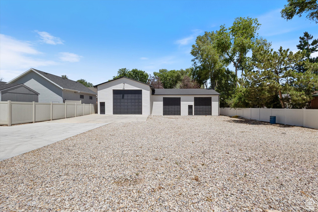 View of detached garage