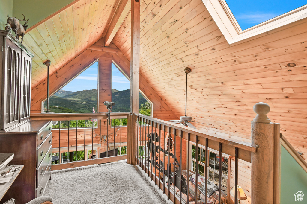 Balcony with a mountain view