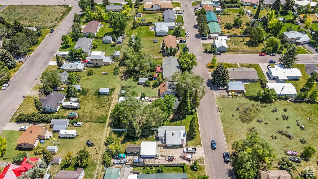 Aerial perspective of suburban area
