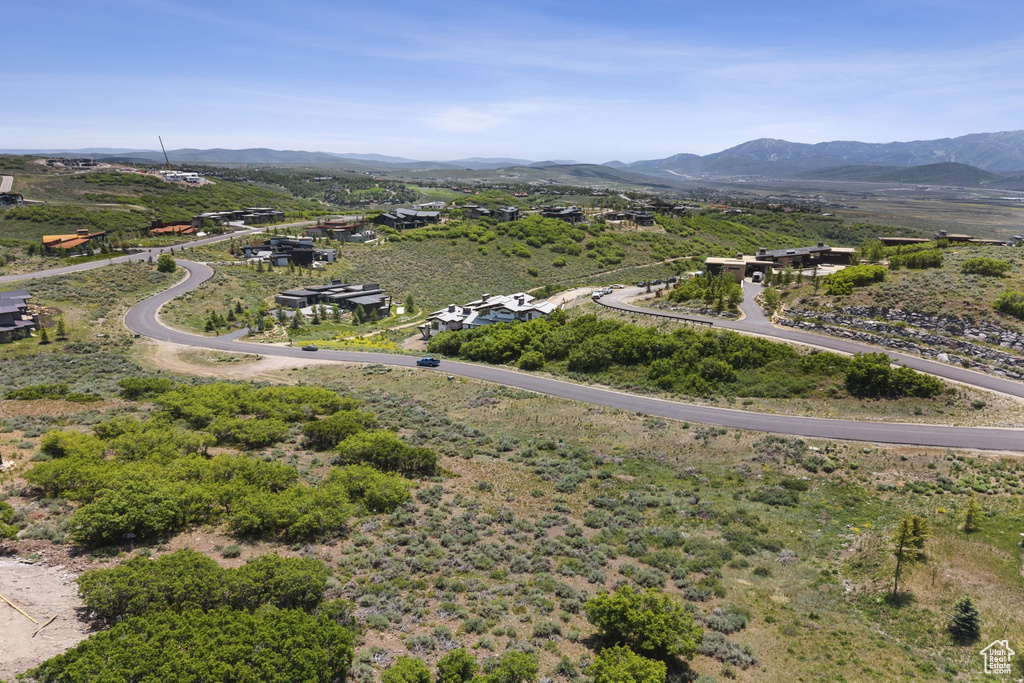 Drone / aerial view of a mountainous background