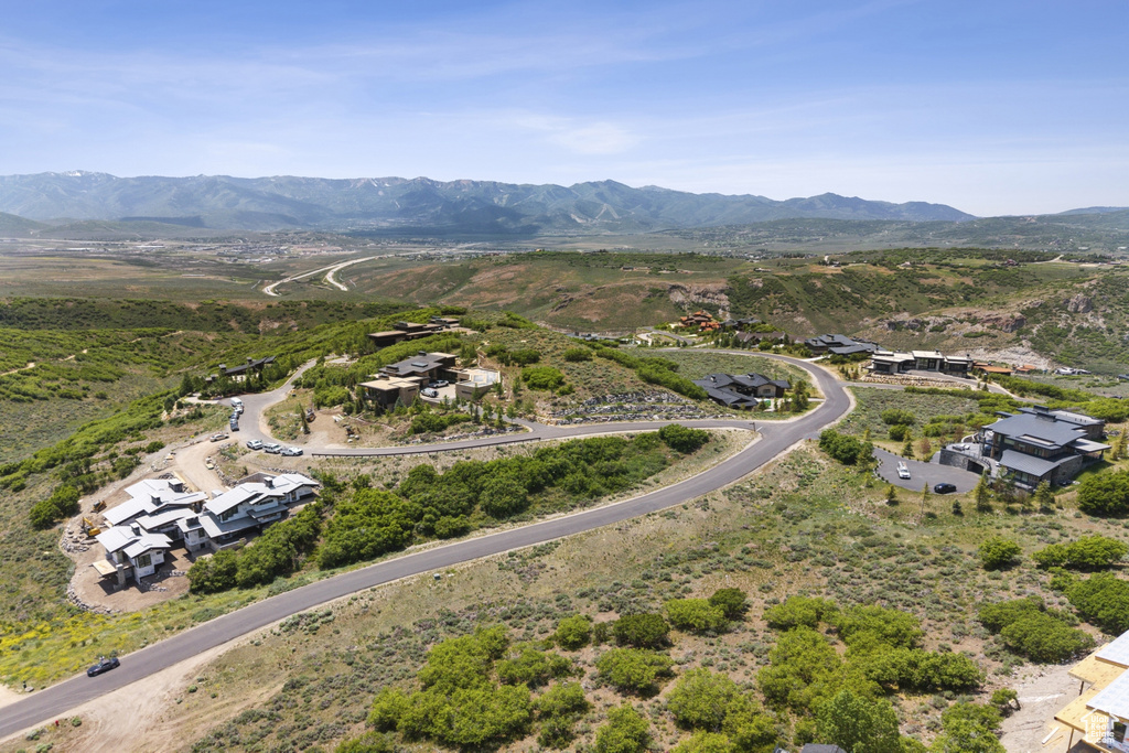 Aerial view of a mountainous background