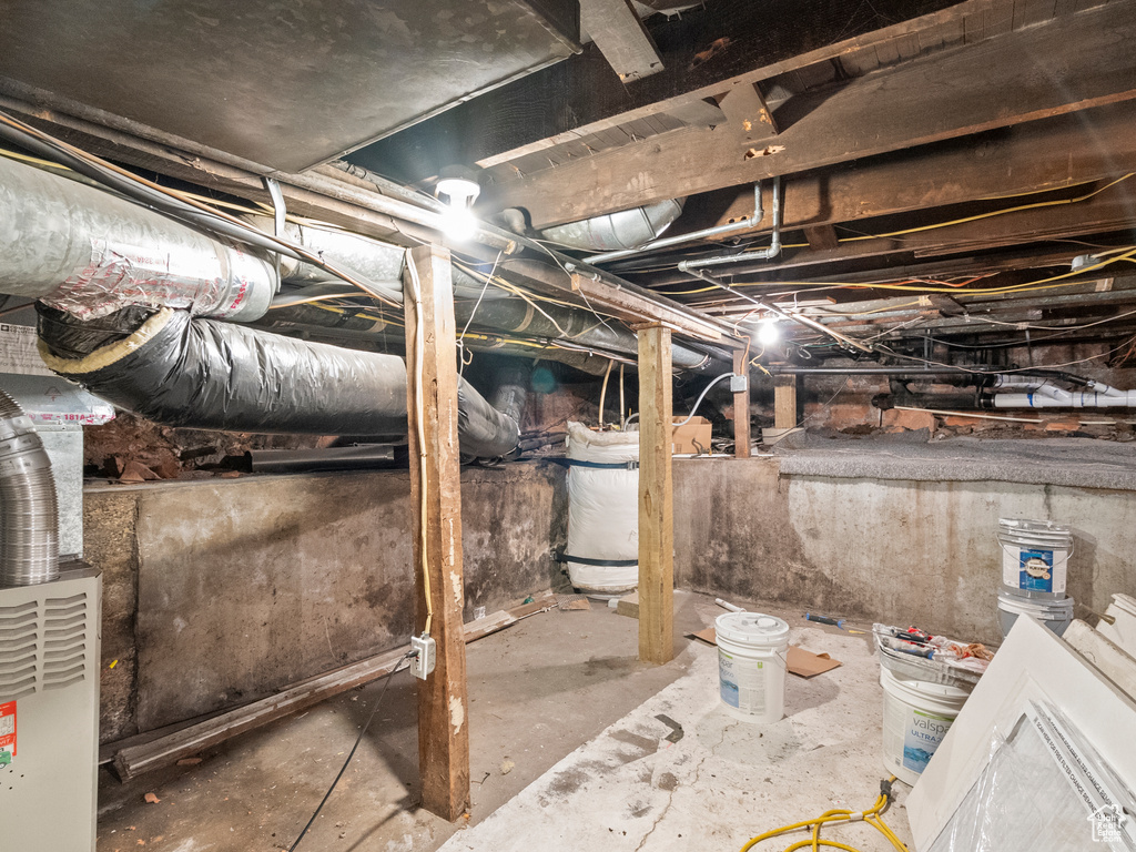 View of unfinished basement