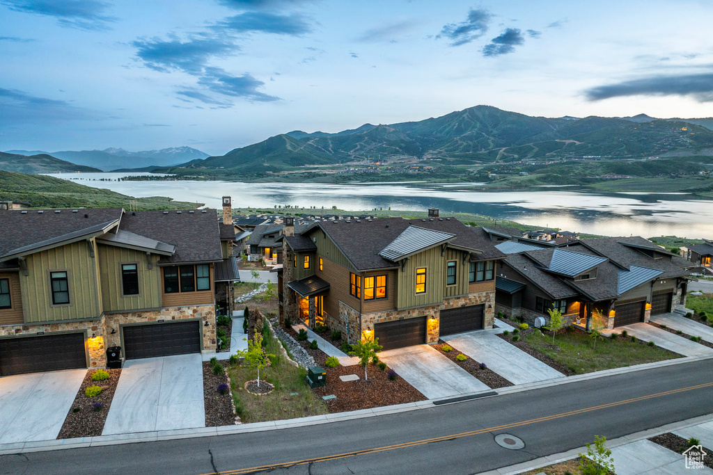 Mountain view featuring a large body of water