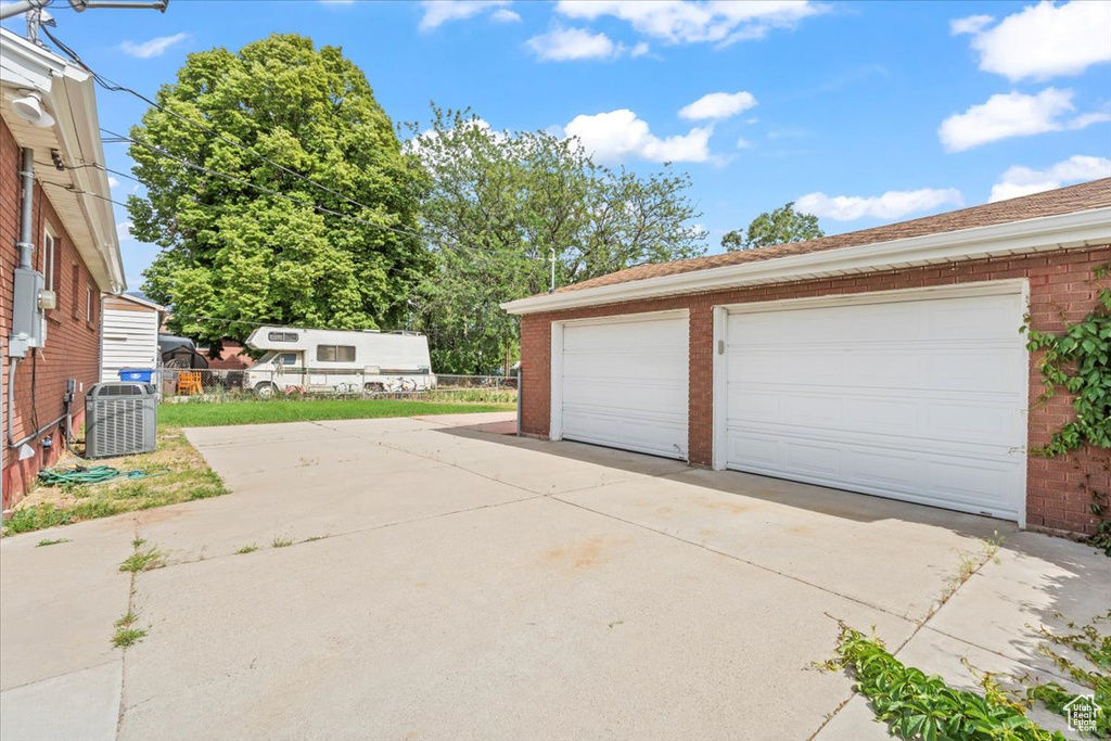 View of detached garage