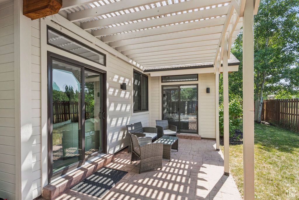 View of patio / terrace featuring a pergola
