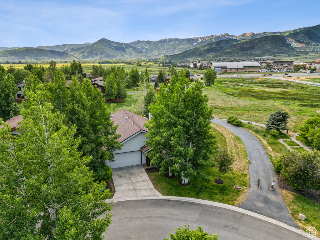 Bird's eye view of a mountain backdrop