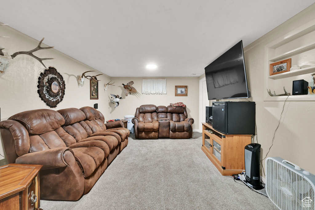 View of carpeted living area