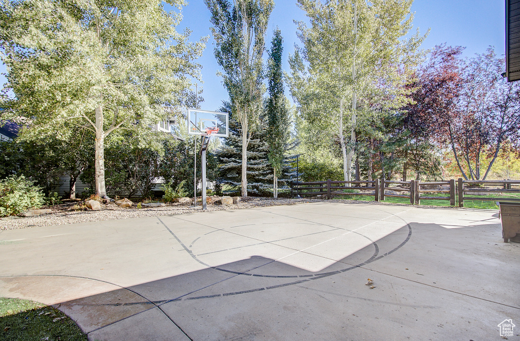 View of basketball court featuring basketball court