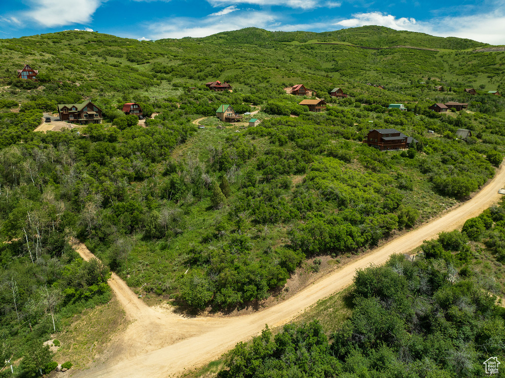 Drone / aerial view of a mountain backdrop