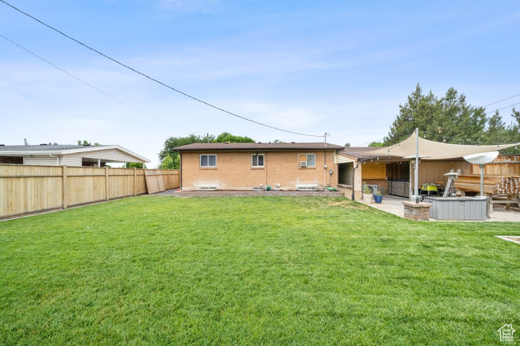Back of house featuring a fenced backyard and a patio