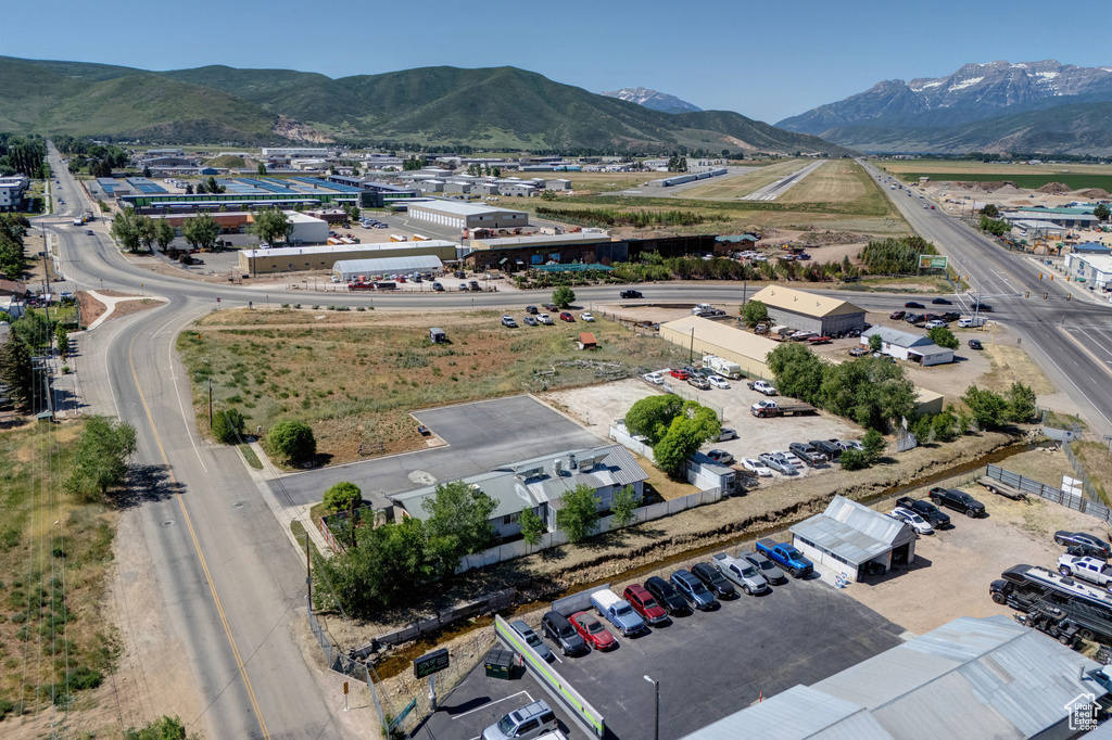 Aerial view of a mountainous background