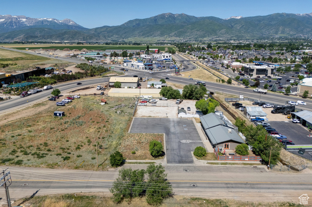 Aerial view of a mountainous background