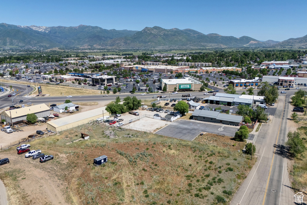Drone / aerial view of a mountain backdrop