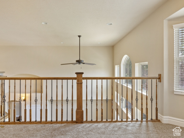 Hall featuring carpet floors and recessed lighting